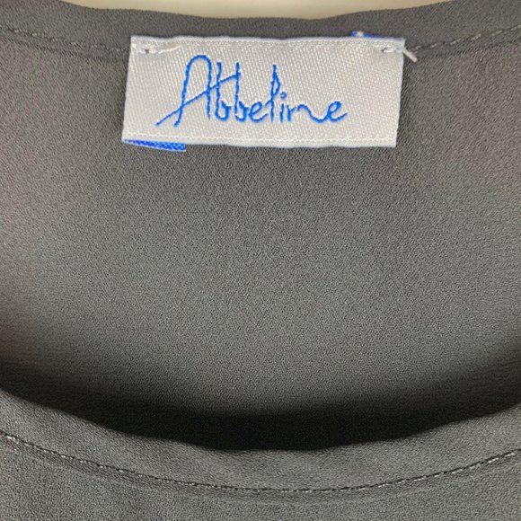 ABBELINE Basic Black Sheer Crop Top Sz m - Picture 3 of 4